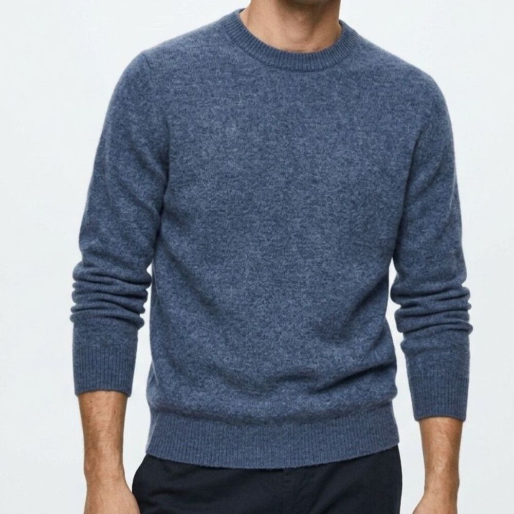 Massimo Dutti Wool Cashmere Blend Crewneck Sweater Men's Large Blue